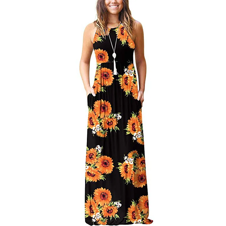 F87 Women Sping Summer Long Dress Bohemia Style Floral Print Sleeveless Tank Ruffle Waist Maxi Dress
F87 Women Sping Summer Long Dress Bohemia Style Floral Print Sleeveless Tank Ruffle Waist Maxi Dress