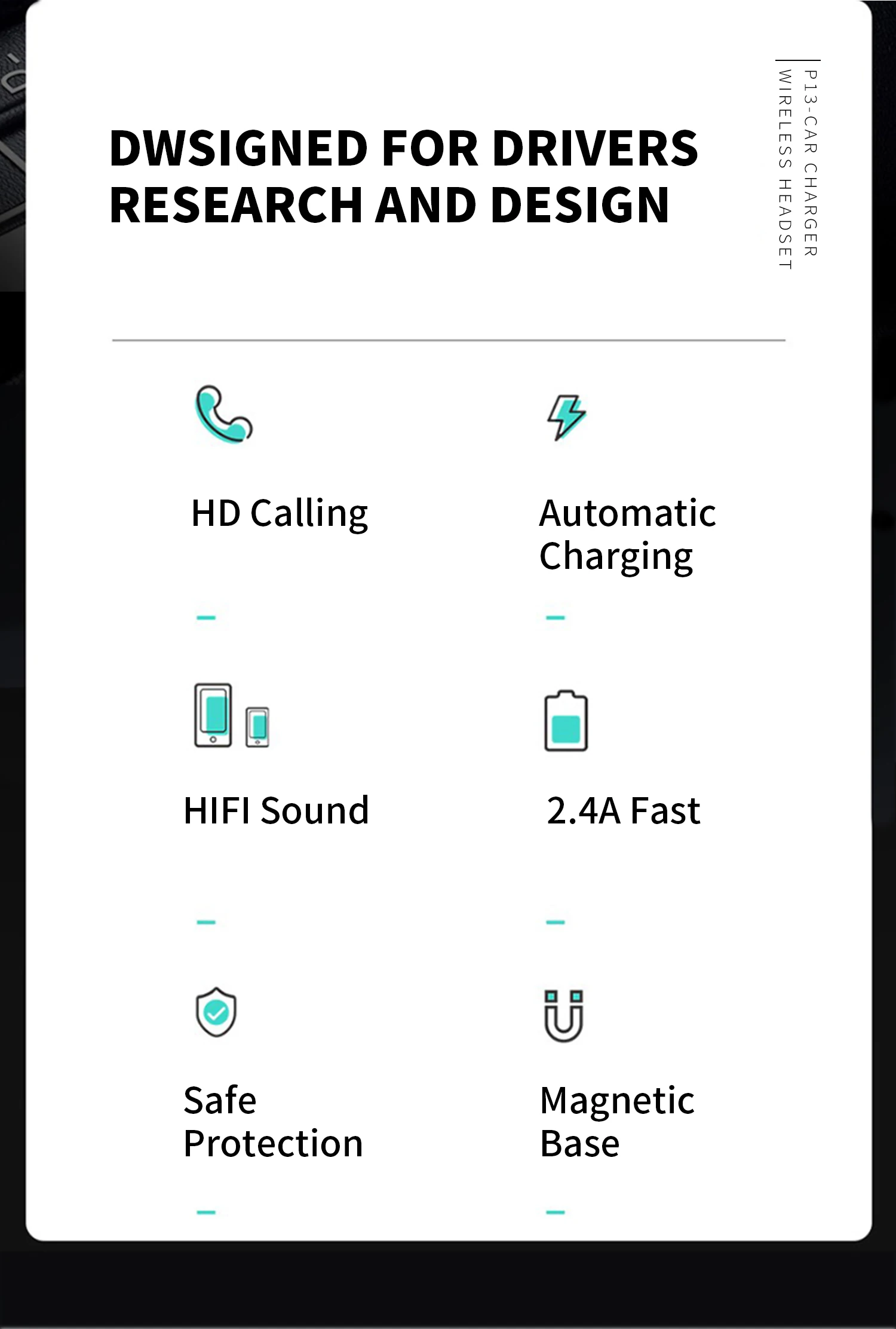 New Arrival P13 2 in 1 Smart Car Charger 2.4A and Wireless Bluetooth 5.0 Headset designed for Drivers Research - ANKUX.COM