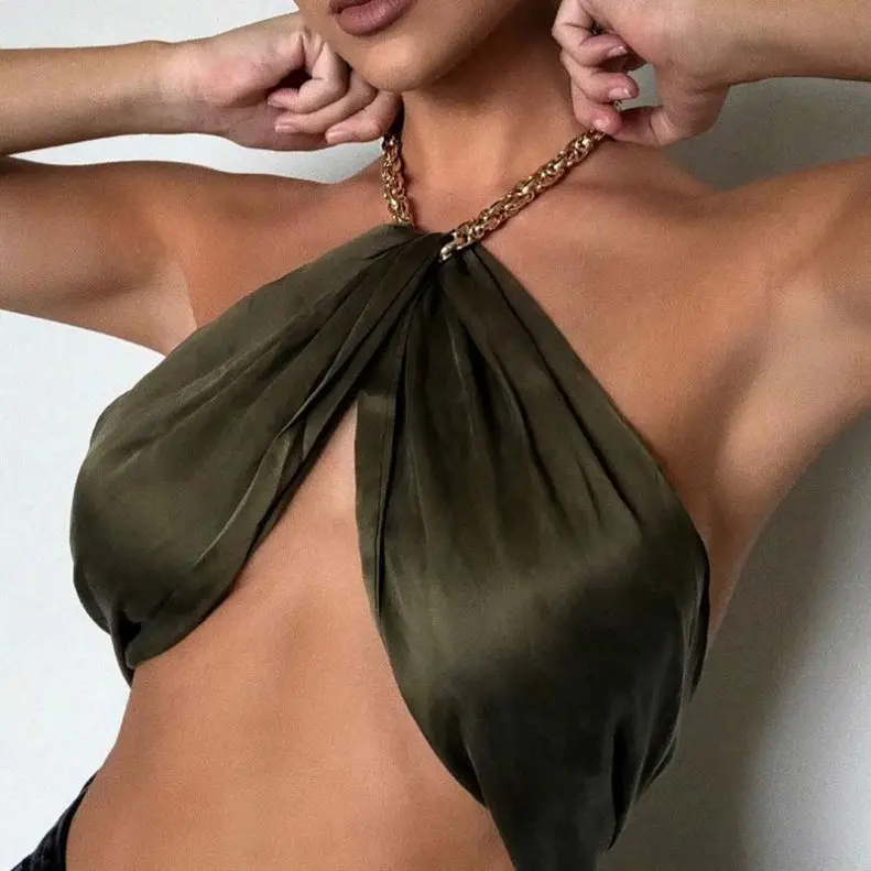 X02400C Sleeveless Chain Halter Crop Tops for Women Chic Fashion Backless Club Party Sexy Wrap Summer Top Cropped, Black
X02400C Sleeveless Chain Halter Crop Tops for Women Chic Fashion Backless Club Party Sexy Wrap Summer Top Cropped, Black