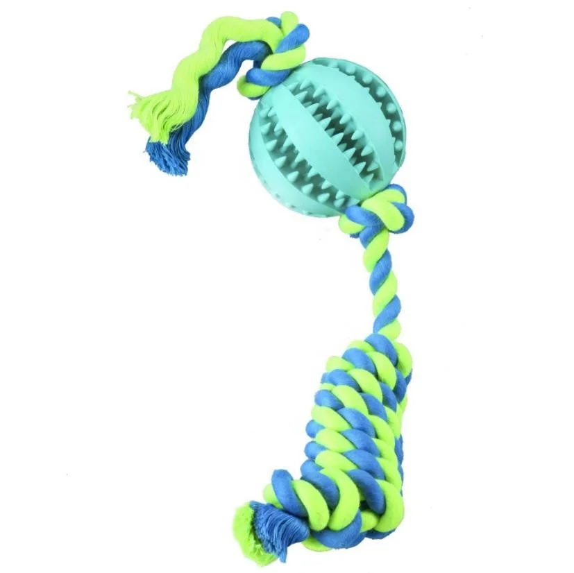 2021 new products cotton rope pet dog teeth cleaning chew toys with rubber ball for small middle large dogs, Turquoise
2021 new products cotton rope pet dog teeth cleaning chew toys with rubber ball for small middle large dogs, Turquoise