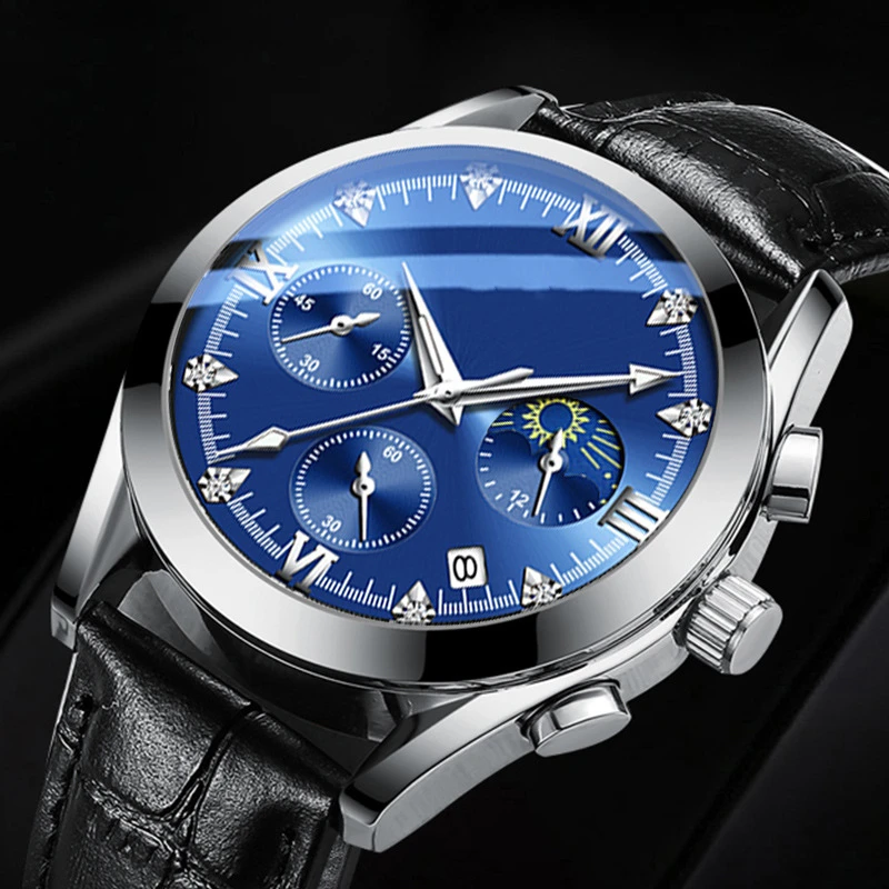 Fashion Gold Silver Point Digital calendar Waterproof Men's Business Belt Band Quartz Watch
Fashion Gold Silver Point Digital calendar Waterproof Men's Business Belt Band Quartz Watch