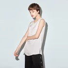 Top Tops Women Sleeveless Silk White Tank Top Solid Color Silk Shirt Tops