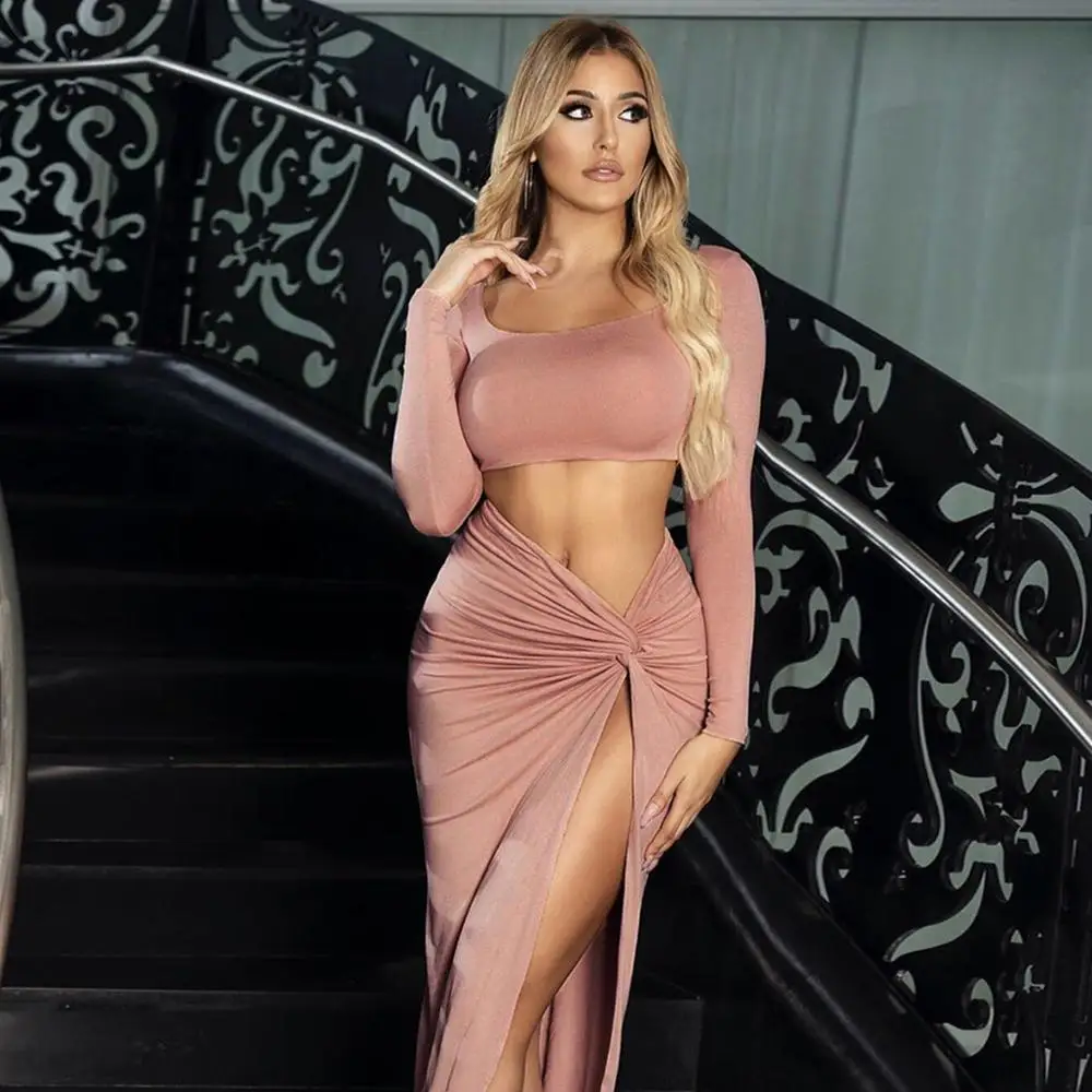 Sexy Dress Ladies Women's Dress Sexy Club asymmetrical Causal Wear Two Piece Set Long Sleeve Crop Top Women Clothing 
Sexy Dress Ladies Women's Dress Sexy Club asymmetrical Causal Wear Two Piece Set Long Sleeve Crop Top Women Clothing