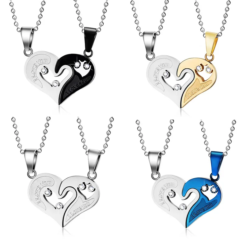 Titanium steel diamond heart-shaped puzzle couple pendant stainless steel couple necklace Valentine's day gift
Titanium steel diamond heart-shaped puzzle couple pendant stainless steel couple necklace Valentine's day gift