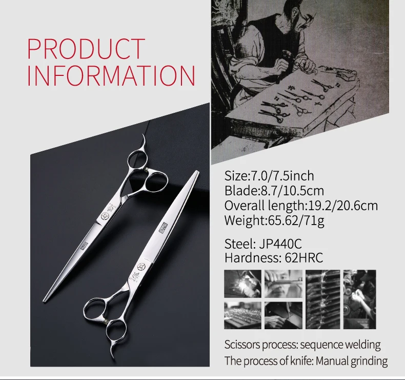 Japanese 440C Stainless Steel Fenice Pet Dog Grooming Scissors Professional Kit