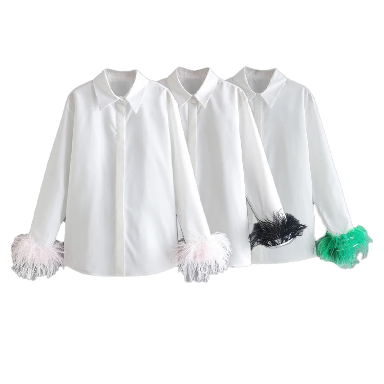 Za Women 2022 New Fashion Green feather poplin Blouses Vintage Long Sleeve Button-up Female Shirts Blusas Chic Tops, Picture color
Za Women 2022 New Fashion Green feather poplin Blouses Vintage Long Sleeve Button-up Female Shirts Blusas Chic Tops, Picture color