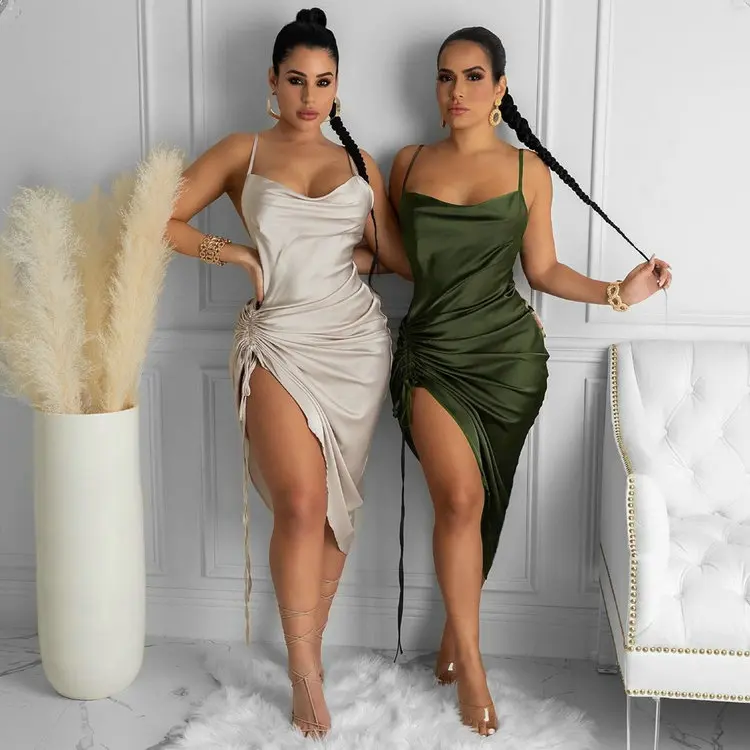 Satin Evening 11 Colors Club Wear Mini Dresses Womens Ruched Side Drawstring Slit Bodycon Dresses Club Dress
Satin Evening 11 Colors Club Wear Mini Dresses Womens Ruched Side Drawstring Slit Bodycon Dresses Club Dress