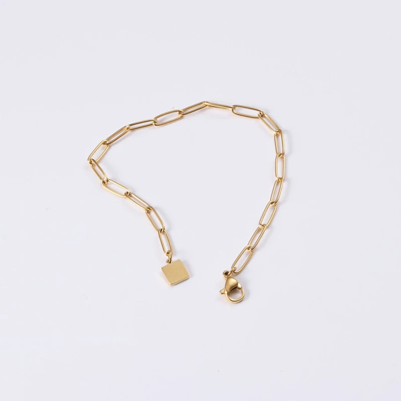 High End Paperclip Chain Bracelet 18K Gold Plated Stainless Steel Rectangle Chain Bracelets
High End Paperclip Chain Bracelet 18K Gold Plated Stainless Steel Rectangle Chain Bracelets