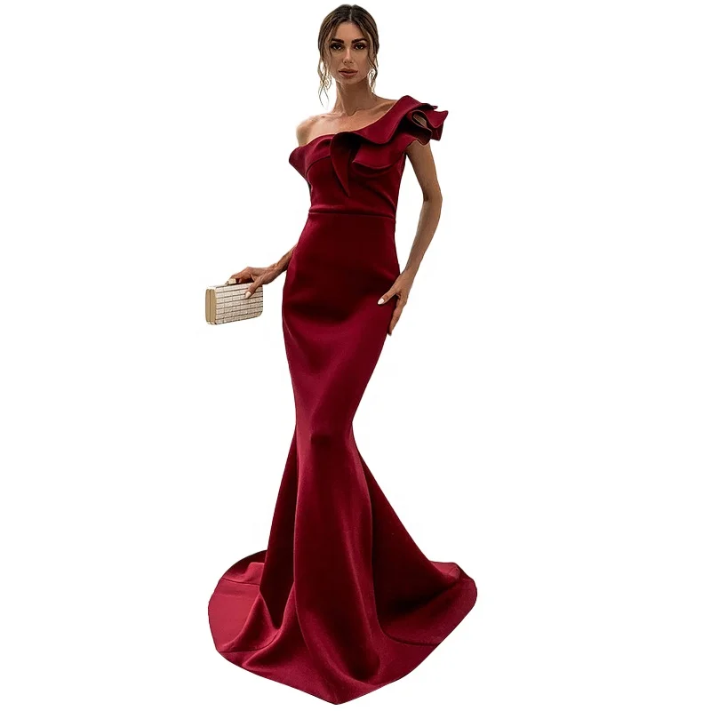 Fashion Satin Bodycon Elegant Party Gown Fishtail prom dresses One Shoulder Slim Slant Evening Dress For Women
Fashion Satin Bodycon Elegant Party Gown Fishtail prom dresses One Shoulder Slim Slant Evening Dress For Women