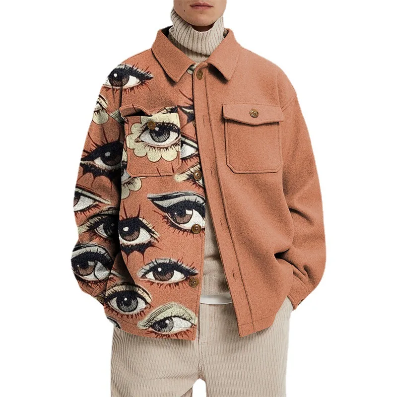 Fashion lapel contrast stitch streetwear men's jackets retro printed jacket for men
Fashion lapel contrast stitch streetwear men's jackets retro printed jacket for men