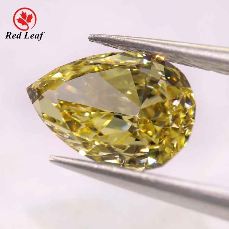 Redleaf gems loose gemstone light yellow color pear shape cubic zirconia stones