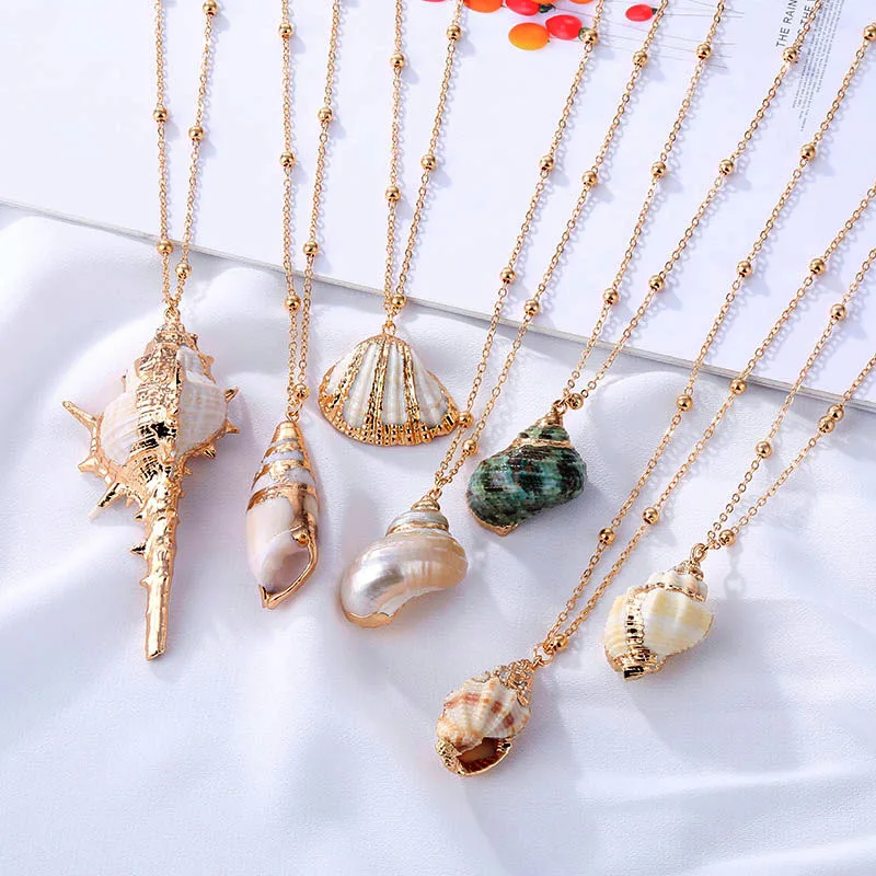 Ins Style Beach Shell Conch Pendant Necklace Summer 18K Gold Plated Scallop Conch Necklaces For Women
Ins Style Beach Shell Conch Pendant Necklace Summer 18K Gold Plated Scallop Conch Necklaces For Women