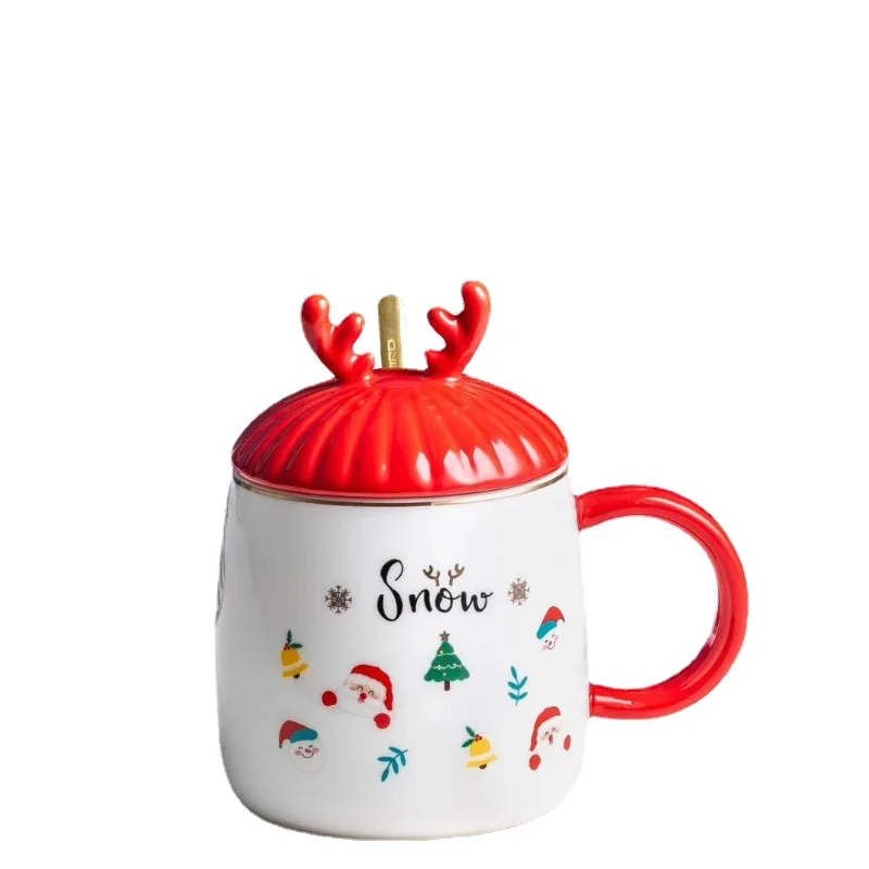 New Christmas Ceramic Cup Santa pattern Porcelain Cup Reusable Coffee Cup With 3D Christmas Hat Lid And Spoon, White color
New Christmas Ceramic Cup Santa pattern Porcelain Cup Reusable Coffee Cup With 3D Christmas Hat Lid And Spoon, White color
