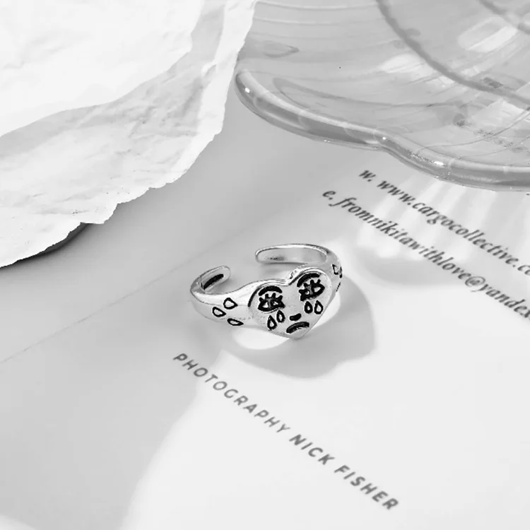 Korean Fashion Crying Heart Ring For Women Girls Trendy Vintage Silver Color Open Adjustable Ring Special Personalized Jewelry
Korean Fashion Crying Heart Ring For Women Girls Trendy Vintage Silver Color Open Adjustable Ring Special Personalized Jewelry