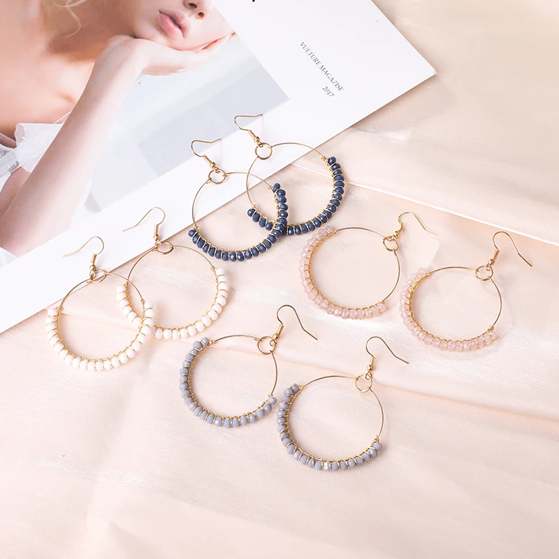 Handmade bohemian fashion glass beads earing hoop earrings for women statement earrings jewelry wholesale
Handmade bohemian fashion glass beads earing hoop earrings for women statement earrings jewelry wholesale