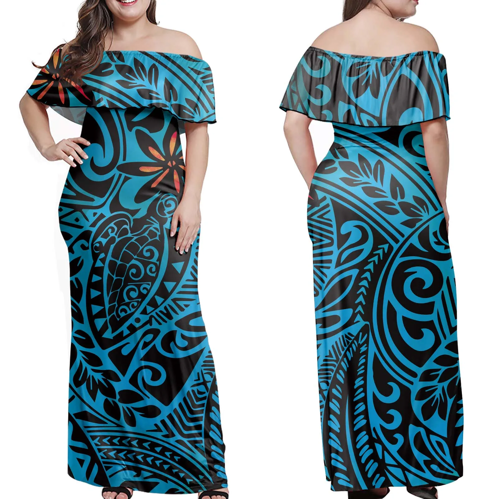 Plus Size 2021 Blue Polynesian Tribal Floral Print Sexy Women Dress Off Shoulder Dress lady Custom Logo Print Dresses
Plus Size 2021 Blue Polynesian Tribal Floral Print Sexy Women Dress Off Shoulder Dress lady Custom Logo Print Dresses