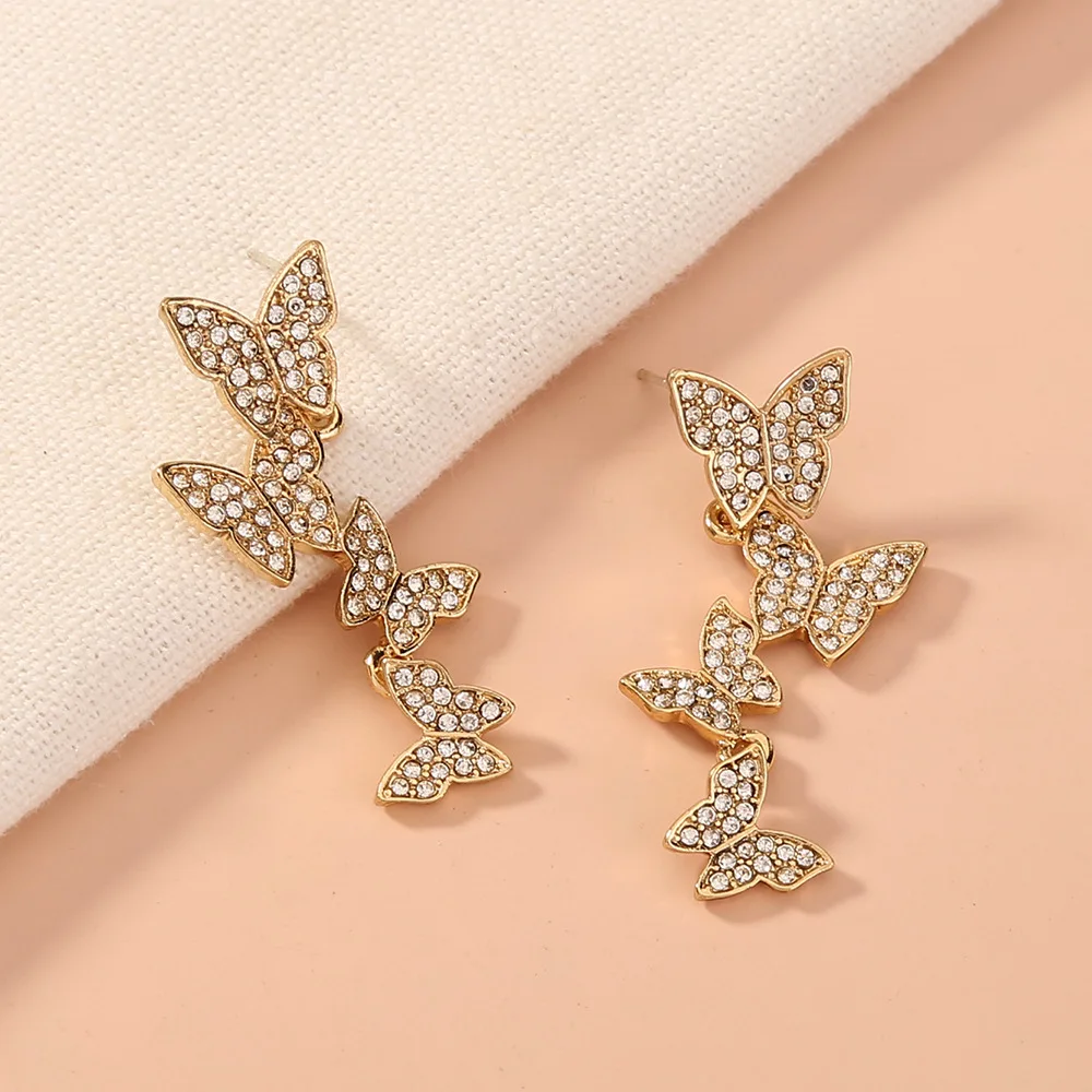 New designs korean style girls stud tassel drop fashion women butterfly earrings, As pic
New designs korean style girls stud tassel drop fashion women butterfly earrings, As pic
