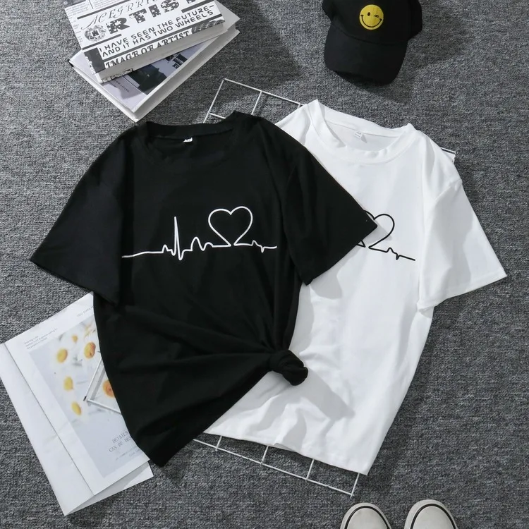 Women's T-shirt ladies casual Harajuku short Sleeve Heart-shaped Printing T-shirt retro T-shirt casual O-neck Top ropa mujer
Women's T-shirt ladies casual Harajuku short Sleeve Heart-shaped Printing T-shirt retro T-shirt casual O-neck Top ropa mujer