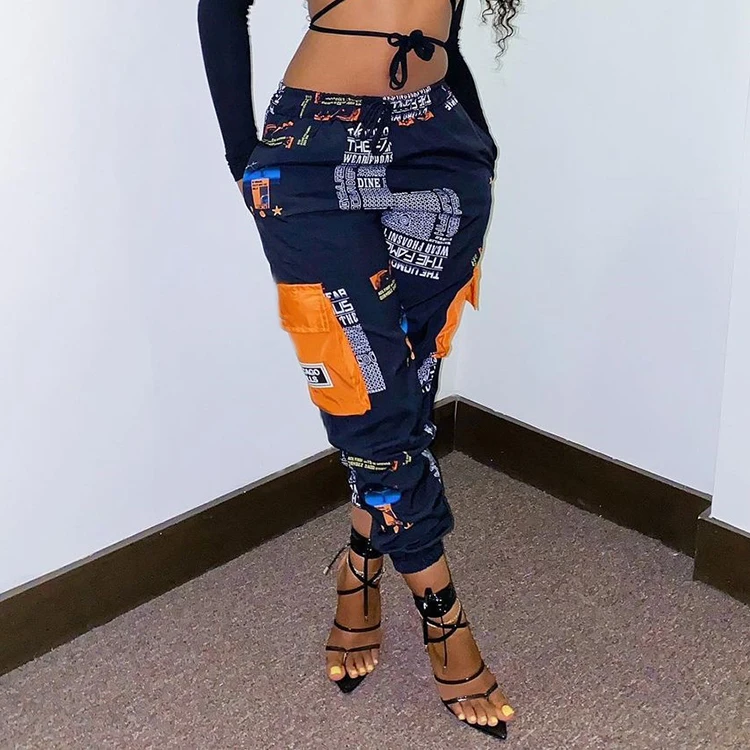 2021 Fashionable Casual Printed Pockets Women's Spring Pants Trousers Mid Waist Drawstring Cargo Long Pants For Women -PT, Black
2021 Fashionable Casual Printed Pockets Women's Spring Pants Trousers Mid Waist Drawstring Cargo Long Pants For Women -PT, Black