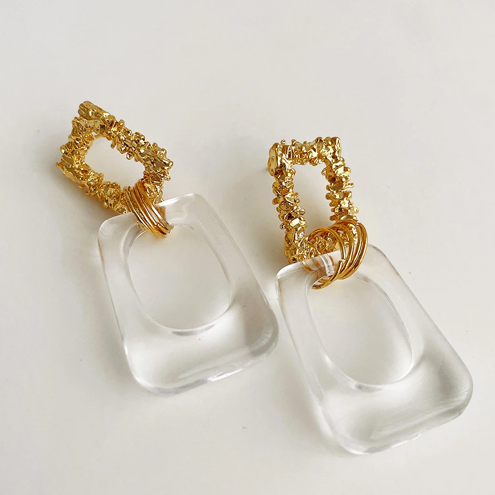 Barlaycs Korean Styles Statement Designer Geometric Transparent Gold Plated Clear Acrylic Resin Hoop Earrings for Women 2021
Barlaycs Korean Styles Statement Designer Geometric Transparent Gold Plated Clear Acrylic Resin Hoop Earrings for Women 2021