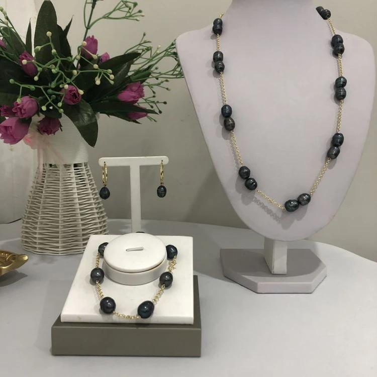 Hawaiian Jewelry Wholesale Earring Set Different Color Pearl Polynesian Drop Double Freshwater Pearl Necklace Set, Black
Hawaiian Jewelry Wholesale Earring Set Different Color Pearl Polynesian Drop Double Freshwater Pearl Necklace Set, Black