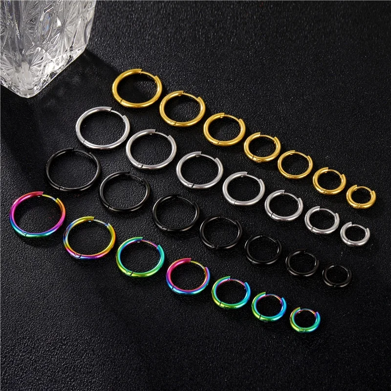 CLARMER Rainbow Gold Silver Titanium steel Thin 8mm to 20mm Small Round Hoop Earrings Smooth Circle Hoop Earrings, As show
CLARMER Rainbow Gold Silver Titanium steel Thin 8mm to 20mm Small Round Hoop Earrings Smooth Circle Hoop Earrings, As show