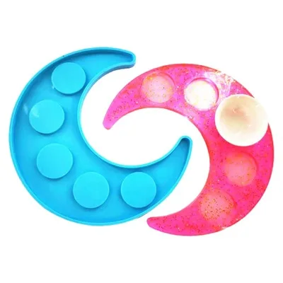0501 Essential oil pan epoxy resin 5-hole moon candle holder DIY wine glass tray silicone mold, Blue
0501 Essential oil pan epoxy resin 5-hole moon candle holder DIY wine glass tray silicone mold, Blue