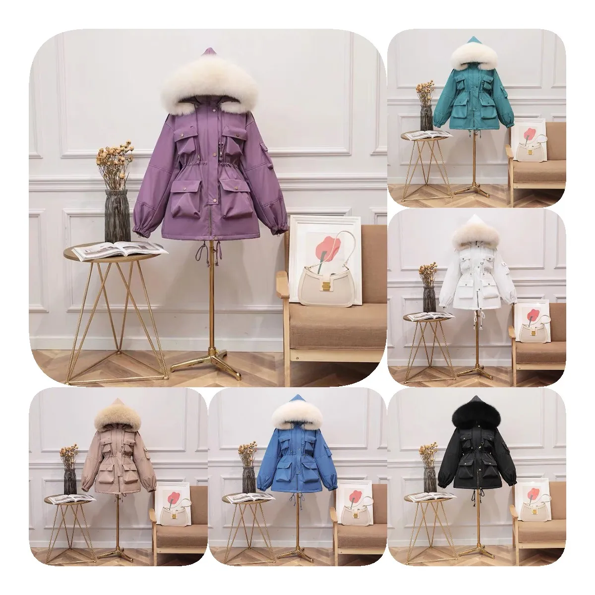 2021 new down jacket women's winter wear South Korea short short women's down jacket with big hair collar and waist showing thin
2021 new down jacket women's winter wear South Korea short short women's down jacket with big hair collar and waist showing thin