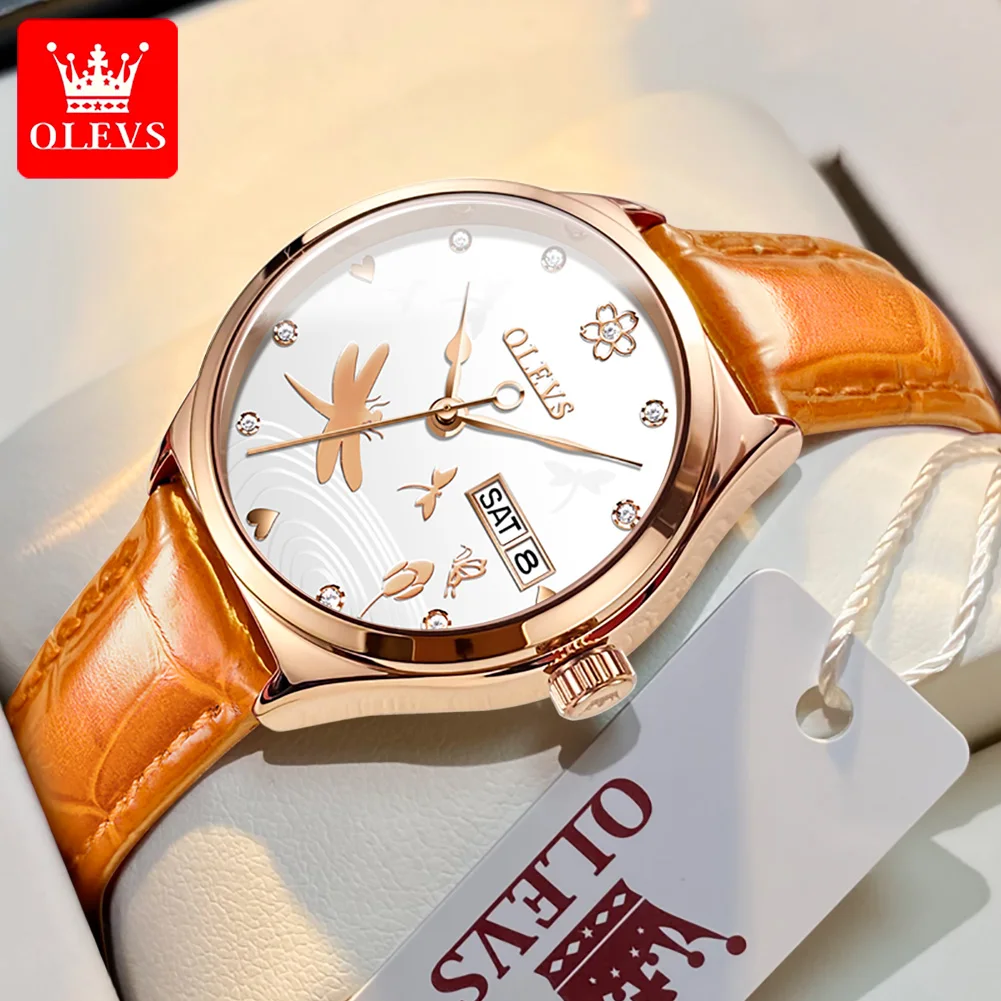OLEVS 6611 Dragonfly pattern 50m waterproof three colors Customizable women's belt mechanical wristwatches
OLEVS 6611 Dragonfly pattern 50m waterproof three colors Customizable women's belt mechanical wristwatches