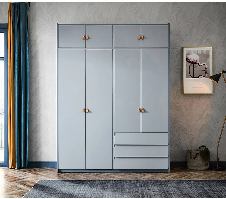 Linsy Home Nordic Simple Bedroom 4 Door Wardrobe Storage Level Door Modern Large Wardrobe