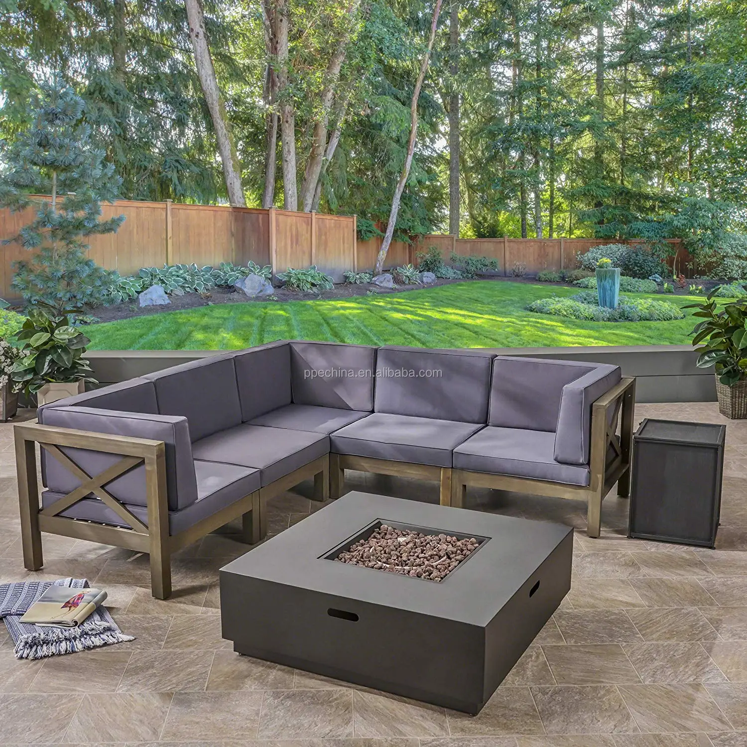 Courtyard Gas Fireplace Really Burning fire Gas Outdoor Stone Terrace