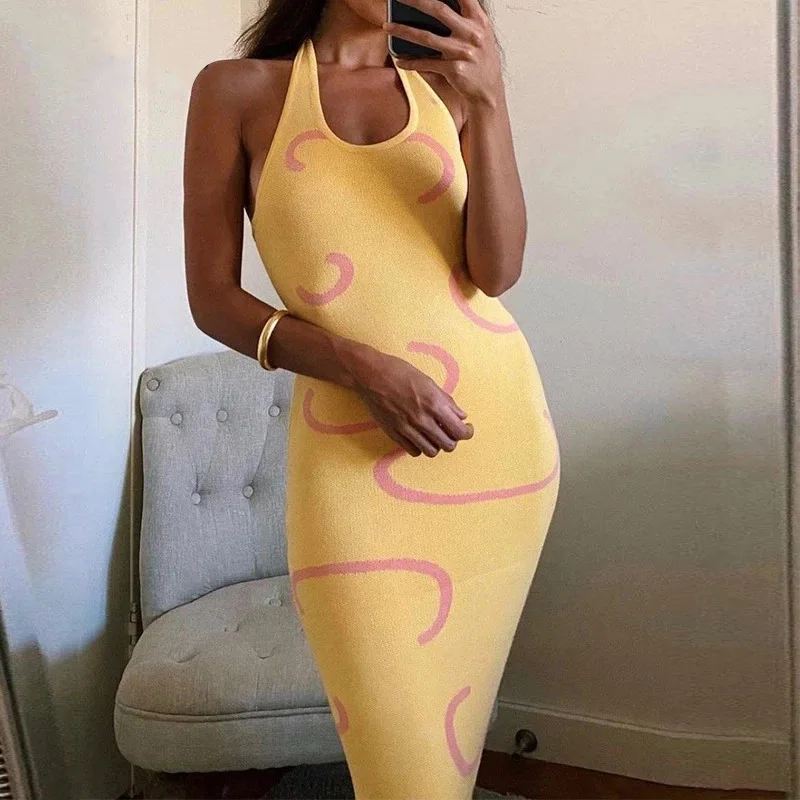 FSDA 2021 Knitted Bodycon Dress Summer Women Y2K Knit Halter Neck Yellow Sleeveless Midi Backless Party Sexy Dresses Women Beach, Customized color
FSDA 2021 Knitted Bodycon Dress Summer Women Y2K Knit Halter Neck Yellow Sleeveless Midi Backless Party Sexy Dresses Women Beach, Customized color