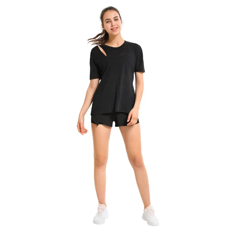 

3D Max Customized Yoga Cross Border Loose Show Thin Sports Short Sleeve T-shirt Women Quick Drying Fitness Sport T-Shirts, Optional