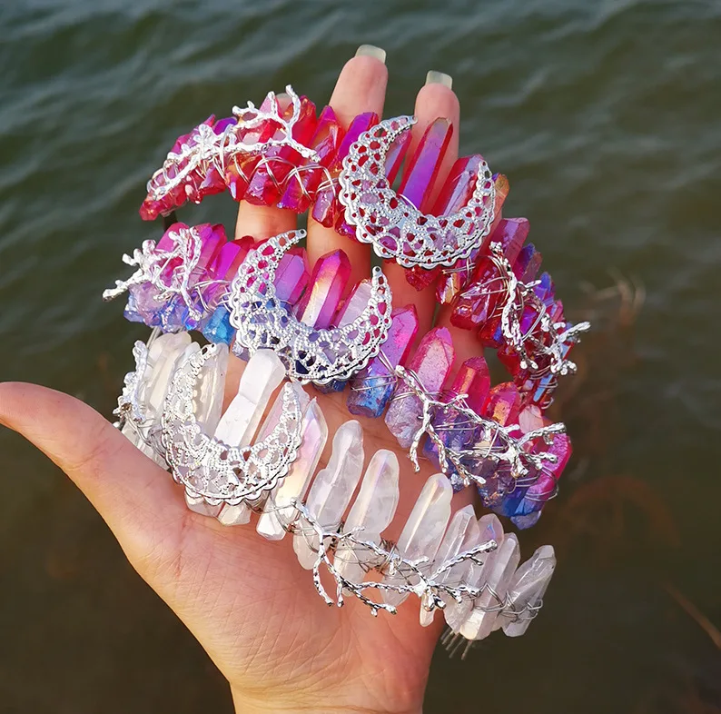 2020 INS Fashion Natural Crystal Rainbow Crown Hair Band Bridal Headwear Moon Tree Hair Clasp, As the picture
2020 INS Fashion Natural Crystal Rainbow Crown Hair Band Bridal Headwear Moon Tree Hair Clasp, As the picture