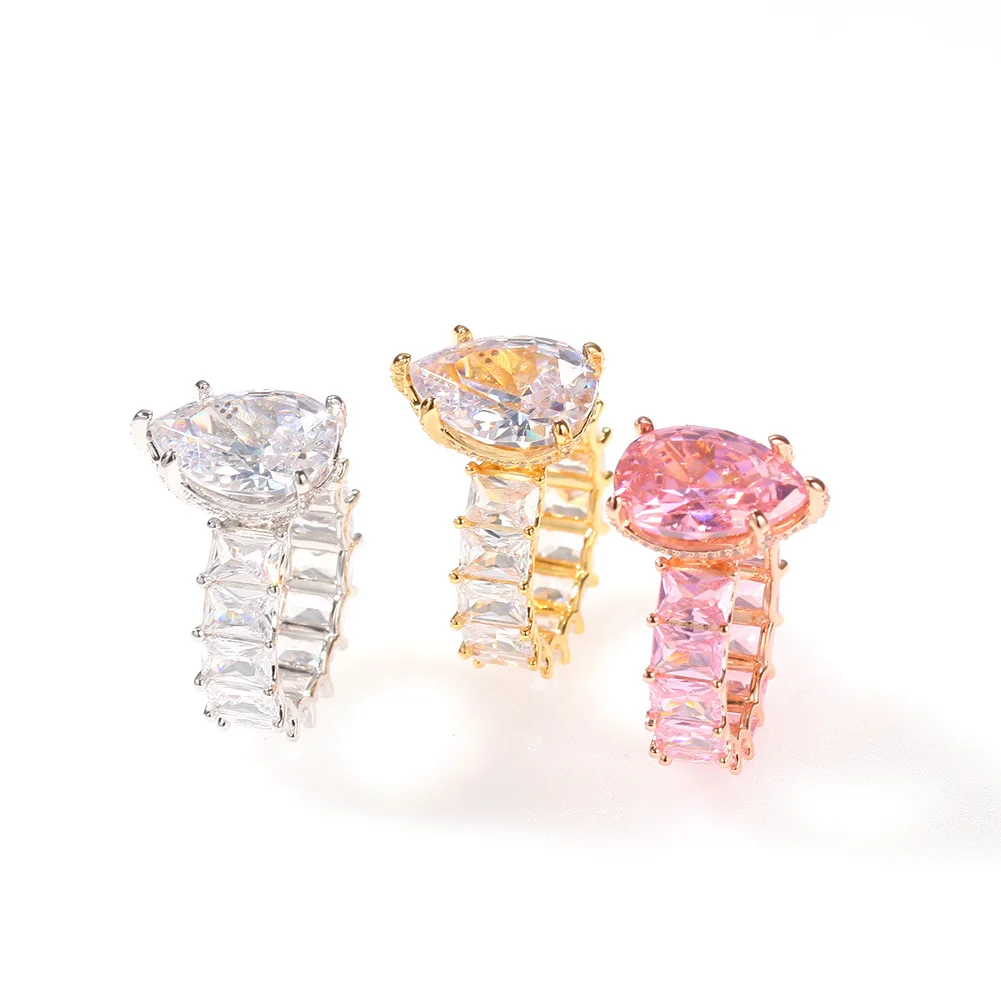 Iced Out Tear Drop Rings Clear Pink Diamond CZ Engagement Finger Ring Women Jewelry
Iced Out Tear Drop Rings Clear Pink Diamond CZ Engagement Finger Ring Women Jewelry