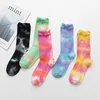 Custom Tie Dye Jacquard Design Sport Crew Woman Socks Ladies Tie Dye Long socks