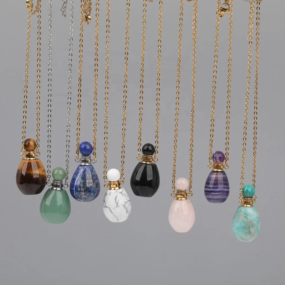 Natural Crystal Colorful Fluorite Mini Teardrop Stone Prism Perfume Bottle Essential Oils Necklace for Jewelry Women Gift, As picture
Natural Crystal Colorful Fluorite Mini Teardrop Stone Prism Perfume Bottle Essential Oils Necklace for Jewelry Women Gift, As picture
