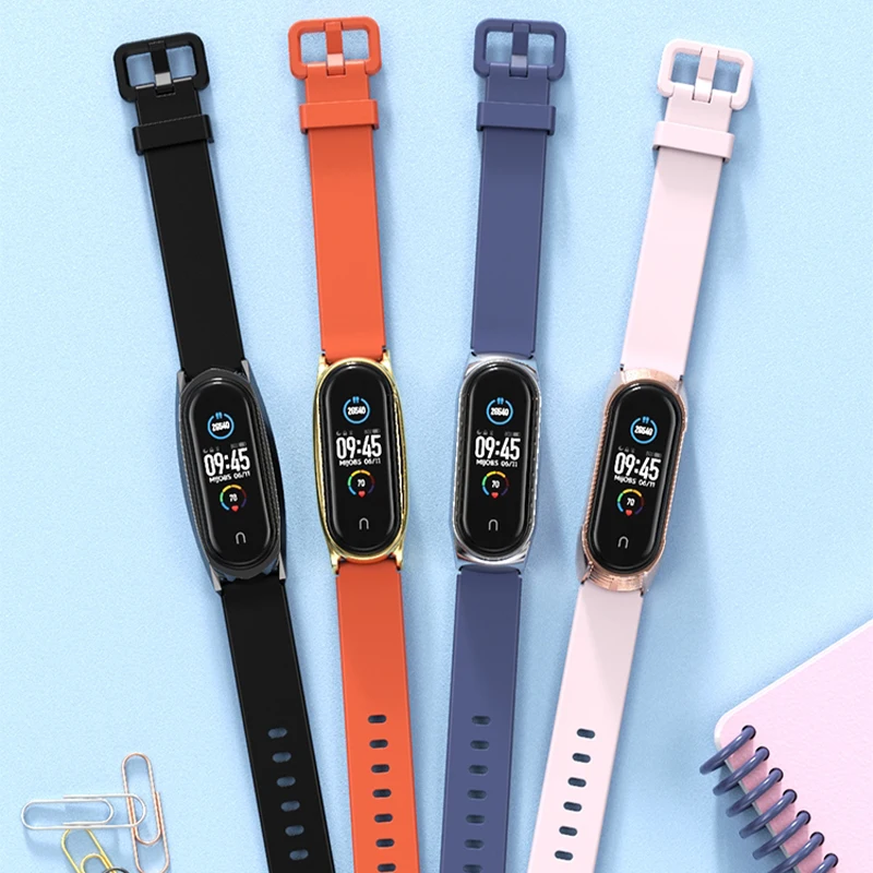 Silicone wristband for xiaomi mi band 5 strap mi 4 3 band strap with stainless steel protector case, Black, black/silver, gray/silver, wine red/rose gold, etc.
Silicone wristband for xiaomi mi band 5 strap mi 4 3 band strap with stainless steel protector case, Black, black/silver, gray/silver, wine red/rose gold, etc.