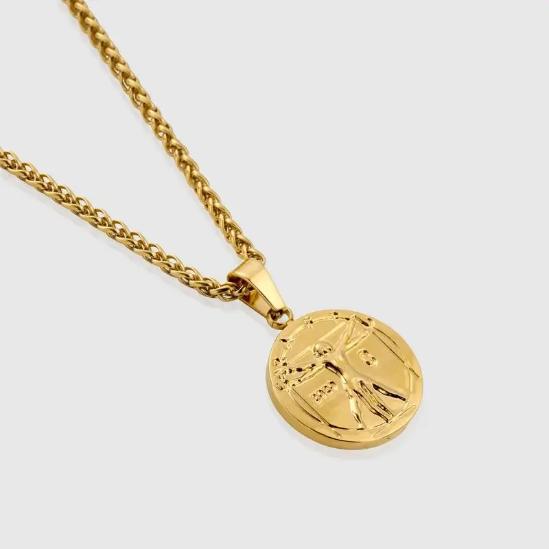 Stainless Steel Gold Jewelry Carved Zwilling Vitruvian Danity Golden Ratio Coin Jesus God Easter Necklace Pendant Men, Siver,steel corol, gold, rose gold,customized
Stainless Steel Gold Jewelry Carved Zwilling Vitruvian Danity Golden Ratio Coin Jesus God Easter Necklace Pendant Men, Siver,steel corol, gold, rose gold,customized