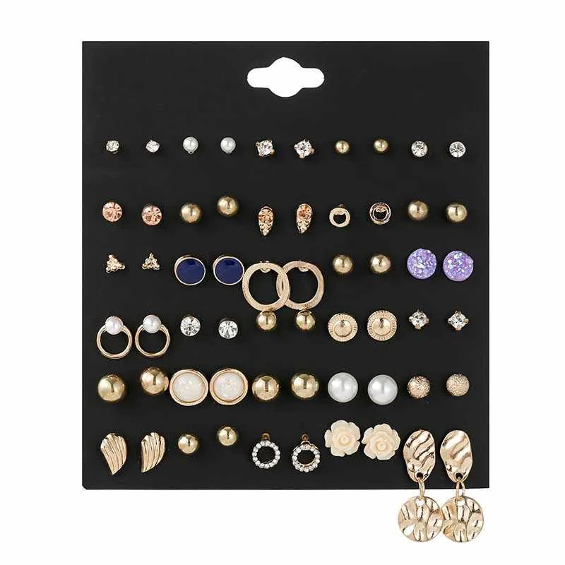 New 30 pairs of alloy irregular circle geometric earrings set female exaggerated retro cold style, Gold
New 30 pairs of alloy irregular circle geometric earrings set female exaggerated retro cold style, Gold