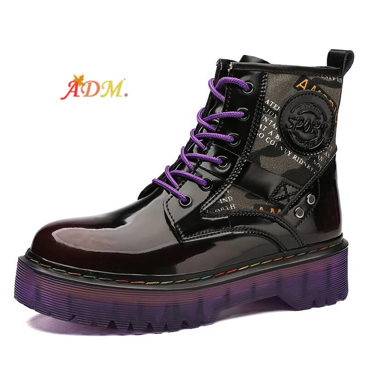 ADM British Chelsea Boots Ladies Patent Leather Outdoor Ladies Sneakers Lace-Up Purple Women'S Boots Casual Shoes For Girls, 3 colors 
ADM British Chelsea Boots Ladies Patent Leather Outdoor Ladies Sneakers Lace-Up Purple Women'S Boots Casual Shoes For Girls, 3 colors