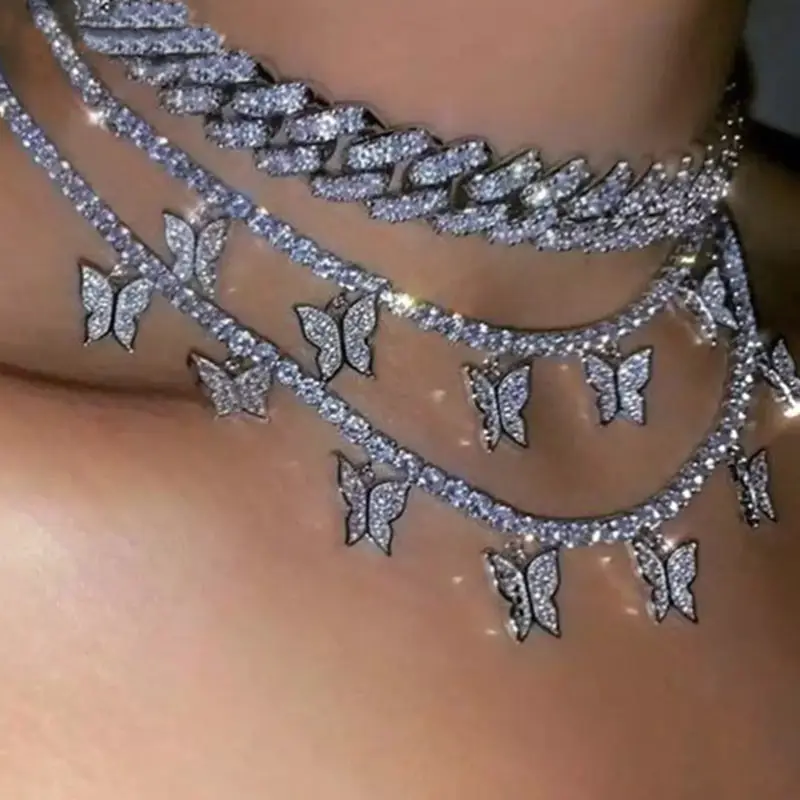 Women Hip Hop Party Jewelry Luxury Ice Out Rhinestone Tennis Chain Choker Bling Bling Crystal Butterfly Necklace, 5 colors
Women Hip Hop Party Jewelry Luxury Ice Out Rhinestone Tennis Chain Choker Bling Bling Crystal Butterfly Necklace, 5 colors