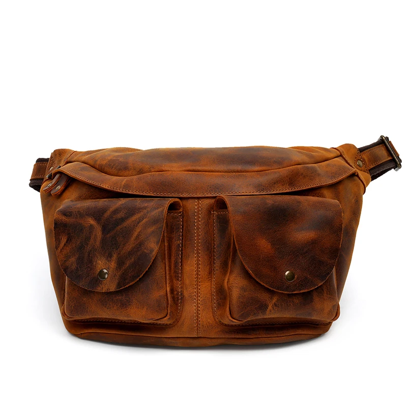 Custom Vintage Men's Casual Cowhide Waterproof Crossbody Sling Shoulder Messenger Crazy Horse Genuine Leather Chest Bag
Custom Vintage Men's Casual Cowhide Waterproof Crossbody Sling Shoulder Messenger Crazy Horse Genuine Leather Chest Bag