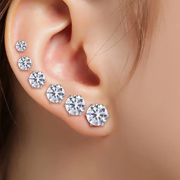 6Pcs Sliver Small Crystal Star Zirconia Diamond Gemstone Crystal Stainless Steel Earring Stud Set, White
6Pcs Sliver Small Crystal Star Zirconia Diamond Gemstone Crystal Stainless Steel Earring Stud Set, White