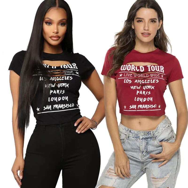 Fashion 2021 Crop Tops Wholesale Women Printed Short Sleeve Ripped T-shirt Ladies Crop Top, As shows
Fashion 2021 Crop Tops Wholesale Women Printed Short Sleeve Ripped T-shirt Ladies Crop Top, As shows