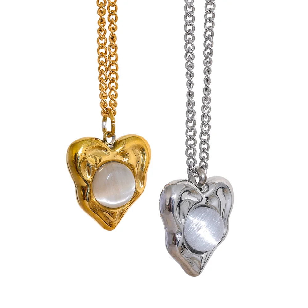 JINYOU 693 Vintage Heart Cat Eye's Stone Simple Pendant Stainless Steel Collar Necklace Girlfriend Gift Stylish Trendy Jewelry
JINYOU 693 Vintage Heart Cat Eye's Stone Simple Pendant Stainless Steel Collar Necklace Girlfriend Gift Stylish Trendy Jewelry