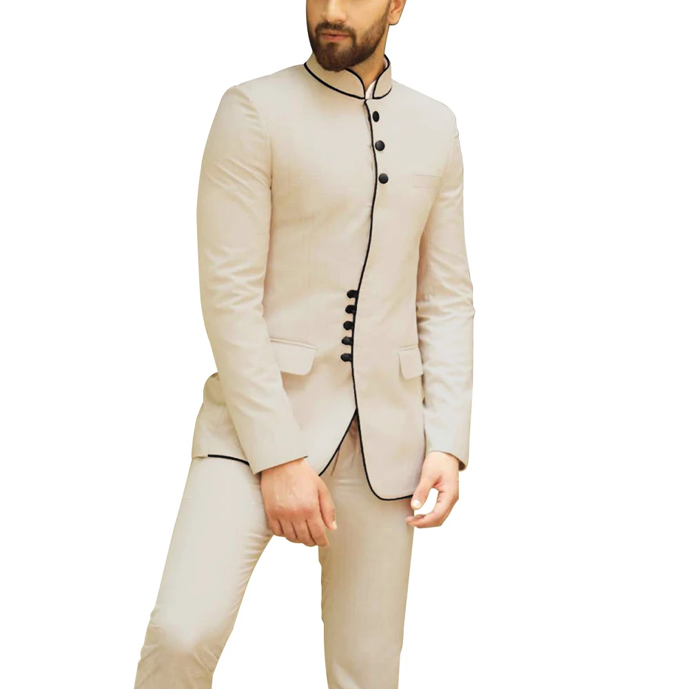 HD140 Dinner Party Mandarin Collar Men Suit 2pcs Wedding Banquet Groom Dress Business Smart Modest Men Suits (Blazer+Pants), Per the request
HD140 Dinner Party Mandarin Collar Men Suit 2pcs Wedding Banquet Groom Dress Business Smart Modest Men Suits (Blazer+Pants), Per the request