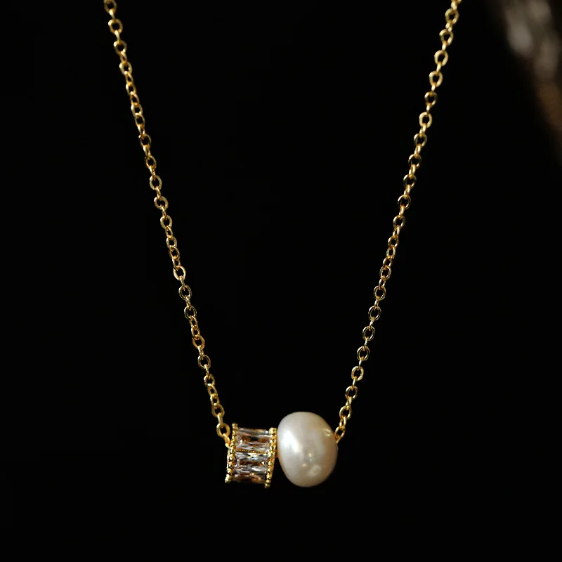 Korean version of simple 14K gold plated bag pendant creative natural freshwater pearl accessories jewelry necklace, As pictures
Korean version of simple 14K gold plated bag pendant creative natural freshwater pearl accessories jewelry necklace, As pictures