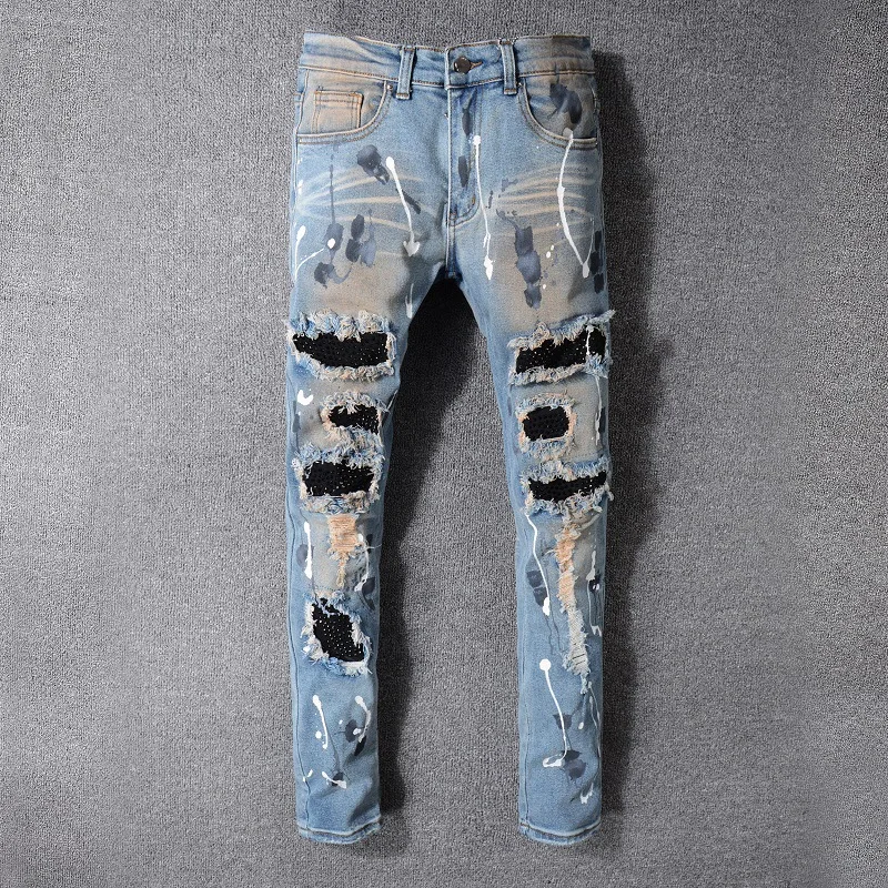 Skinny Men Trousers Plus Size Pants New Desgin Blue Denim Ripped Diamond Jeans, Picture
Skinny Men Trousers Plus Size Pants New Desgin Blue Denim Ripped Diamond Jeans, Picture