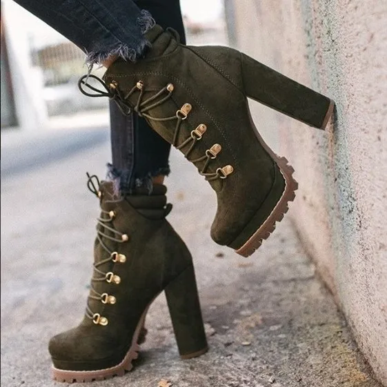 Winter Women Platform Thick High Heel Ankle Booties Ladies Boots Lace Up Party Casual Suede Dress Shoes US Big Size Wholesale, Brown green black wine red
Winter Women Platform Thick High Heel Ankle Booties Ladies Boots Lace Up Party Casual Suede Dress Shoes US Big Size Wholesale, Brown green black wine red